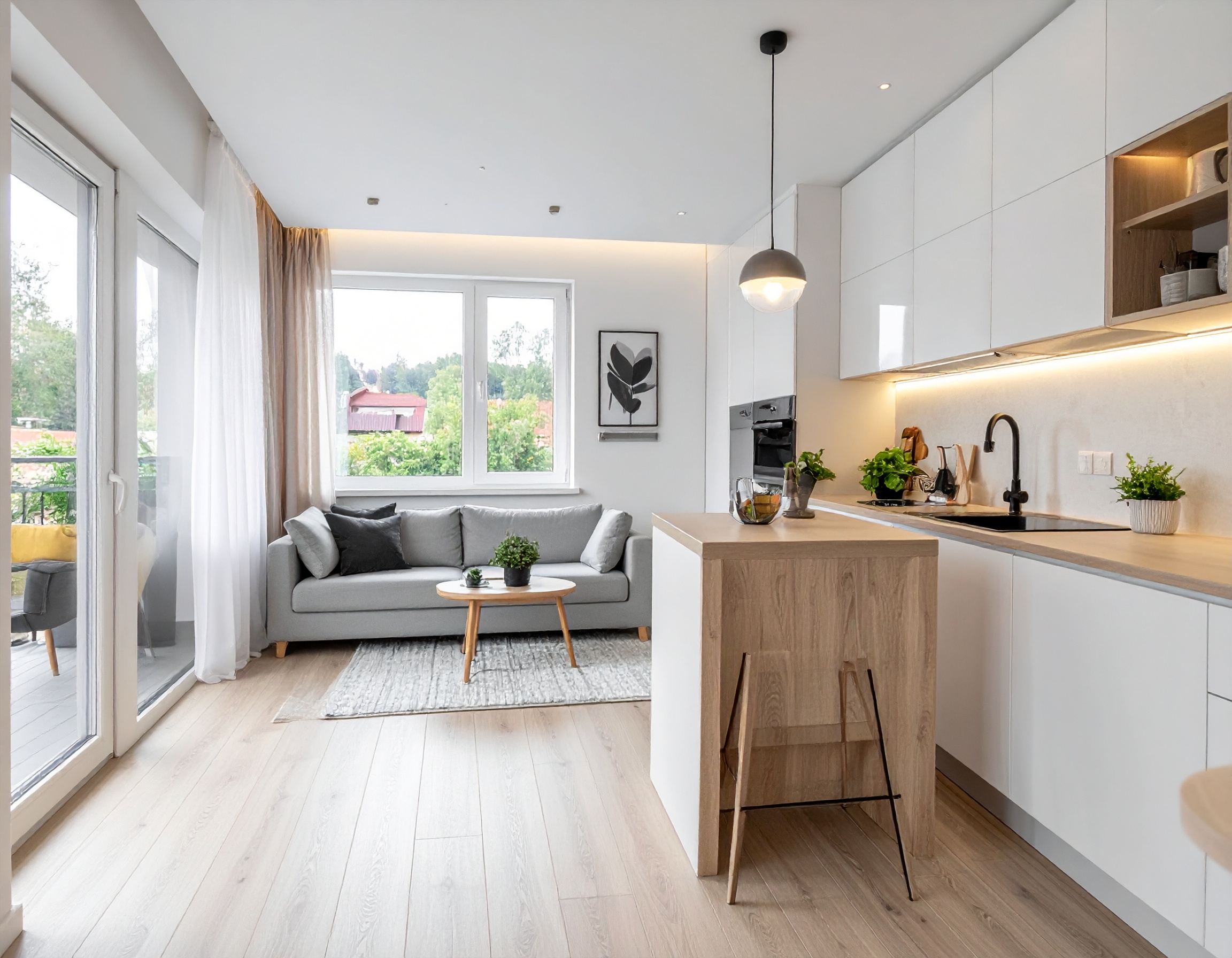 Küçük Açık Mutfak Salon Dekorasyonu